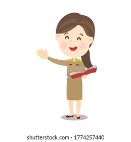 Cartoon Funny Thai Teacher character vector