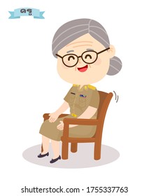 Caricatura divertida profesora universitaria tailandesa vectora      