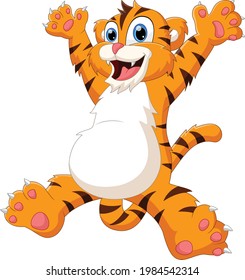 cartoon funny tiger pose and smile