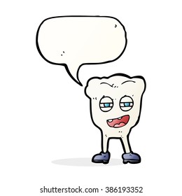 cartoon funny tooth character with speech bubble