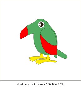 Cartoon funny Toucan bird isolated by white background.