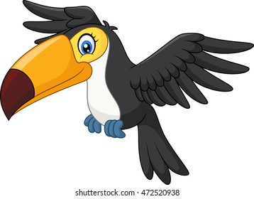 Cartoon Funny Toucan Flying