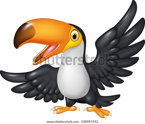 Cartoon Funny Toucan Isolated On White Stock Vector (Royalty Free ...