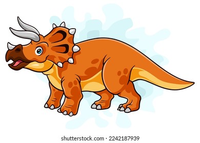 Cartoon funny Triceratops isolated on white background
