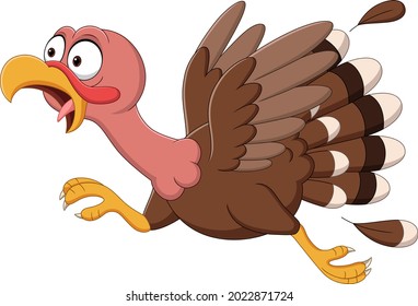 Cartoon funny turkey bird running