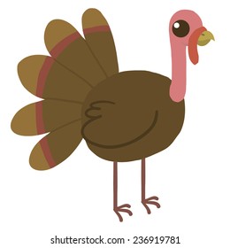 Cartoon funny turkey flat mascot icon. The vector illustration for ui, web games, tablets, wallpapers, and patterns.