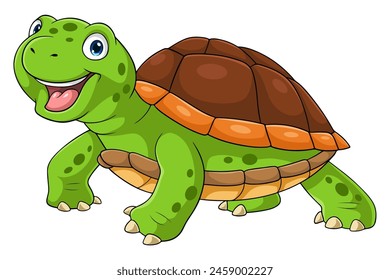 Cartoon funny turtle isolated on white background