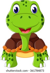 Cartoon funny turtle isolated on white background