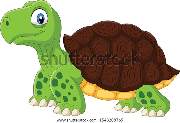 Cartoon Funny Turtle Isolated On White Stock Vector (Royalty Free ...