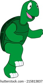 Cartoon of a funny turtle walking happily