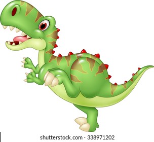 Cartoon funny tyrannosaurus. Isolated on white background