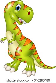 Cartoon funny tyrannosaurus isolated on white background