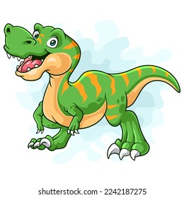 Cartoon funny Tyrannosaurus rex isolated on white background