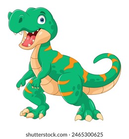 Cartoon funny tyrannosaurus rex on white background.