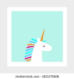 Cartoon Funny Unicorn Vector Wall Illustration for Kids