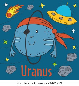 Cartoon funny Uranus - vector illustration, eps
