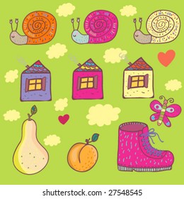cartoon funny vector background in bright colors