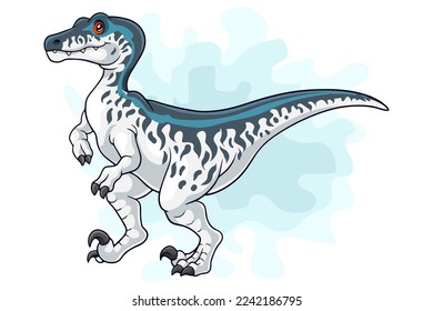 Cartoon funny Velociraptor isolated on white background