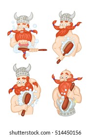 Cartoon  funny viking washing set