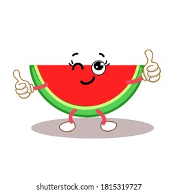 Cartoon Funny Watermelon Character Vector