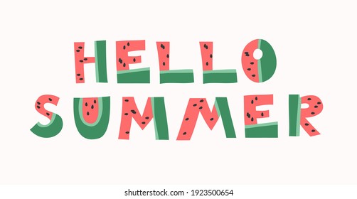 Cartoon Funny Watermelon Font. Hand Drawn Vector Fruit Alphabet. Vegan Illustration Summet Text