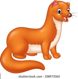 Cartoon funny Weasel Animal. Isolated on white background