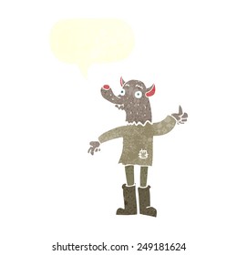 Cartoon lustiger Werwolf mit Sprachblase
