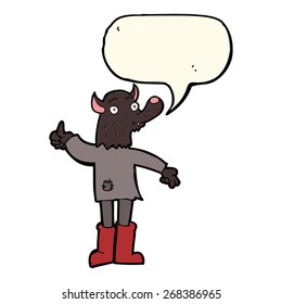 cartoon funny werewolf with speech bubble
