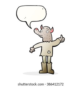 cartoon funny werewolf with speech bubble