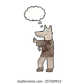 cartoon funny werewolf with thought bubble