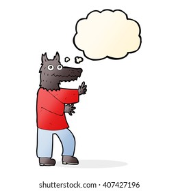 cartoon funny werewolf with thought bubble