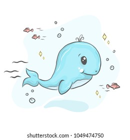 Cartoon funny whale
