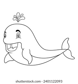 Cartoon funny whale line art