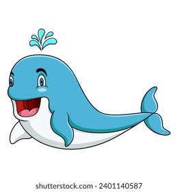 Cartoon funny whale on white background