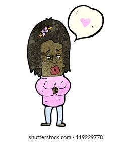 cartoon funny woman in love