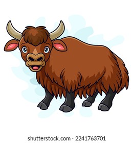 Cartoon funny yak cartoon isolated on white background