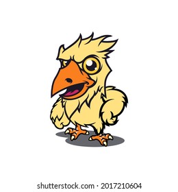 Cartoon Funny Yellow Eagle Vector Mascot Character Illustration