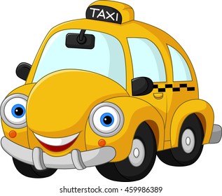 Cartoon funny yellow taxi