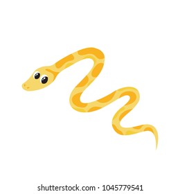Cartoon funny yellow viper isolated on white. Vector illustration of reptile character used for magazine, children book, poster, card, web pages.
