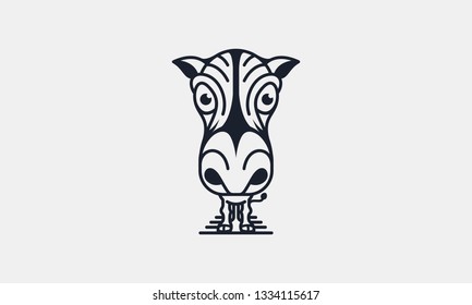Cartoon Funny Zebra Icon Line Vector