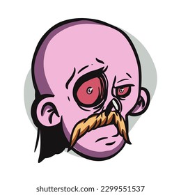 Cartoon funny zombie character design with funny face expression. Halloween vector illustration isolated on white. Party poster,package design or holiday decoration