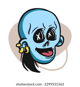 Cartoon funny zombie character design with funny face expression. Halloween vector illustration isolated on white. Party poster,package design or holiday decoration