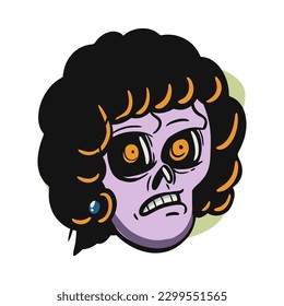 Cartoon funny zombie character design with funny face expression. Halloween vector illustration isolated on white. Party poster,package design or holiday decoration