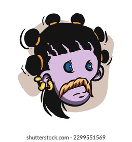 Cartoon funny zombie character design with funny face expression. Halloween vector illustration isolated on white. Party poster,package design or holiday decoration