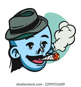 Cartoon funny zombie character design with funny face expression. Halloween vector illustration isolated on white. Party poster,package design or holiday decoration