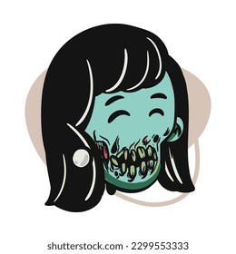 Cartoon funny zombie character design with funny face expression. Halloween vector illustration isolated on white. Party poster,package design or holiday decoration