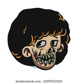 Cartoon funny zombie character design with funny face expression. Halloween vector illustration isolated on white. Party poster,package design or holiday decoration