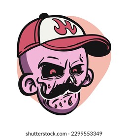 Cartoon funny zombie character design with funny face expression. Halloween vector illustration isolated on white. Party poster,package design or holiday decoration