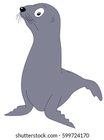 Cartoon fur seal for babies and little kids. Picture isolated on white background