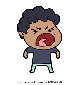 cartoon furious man